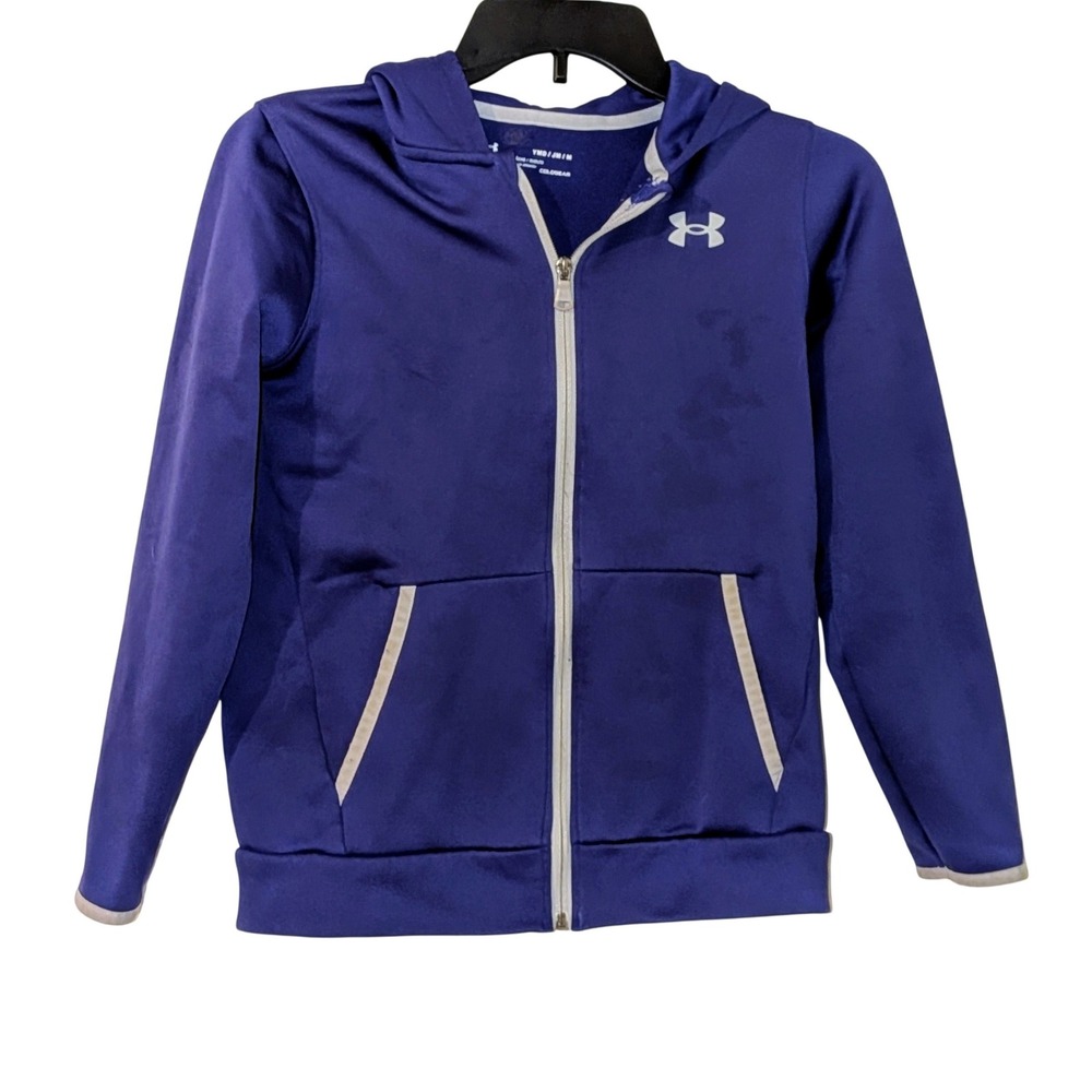 Under Armour‎ ColdGear Youth Boys Girls Purple Full Zip Hoodie Jacket Medium